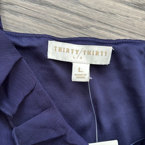 Thirty / Thirty LA | Navy blue ruffled satiny cami tank top NWT Size Large - Picture 3 of 10